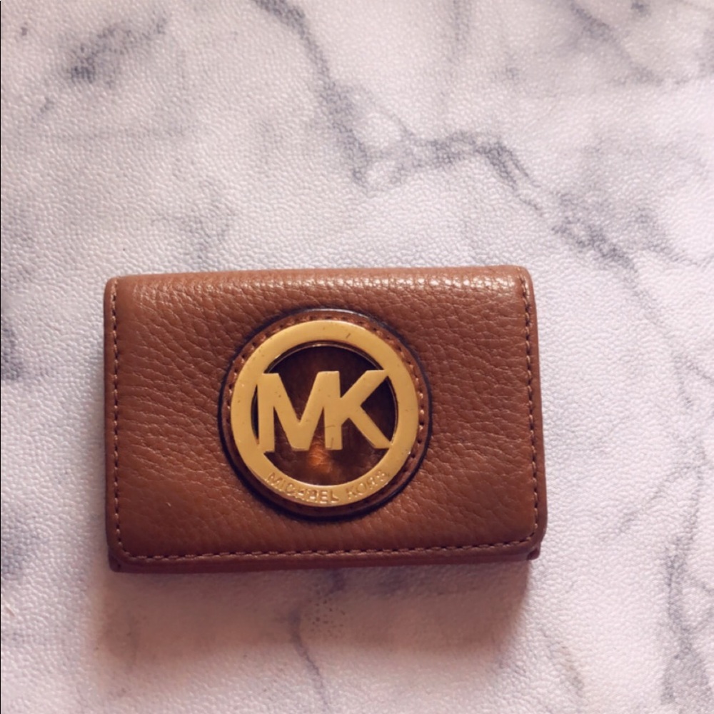 Michael Kors Fulton Tan Leather Card Case